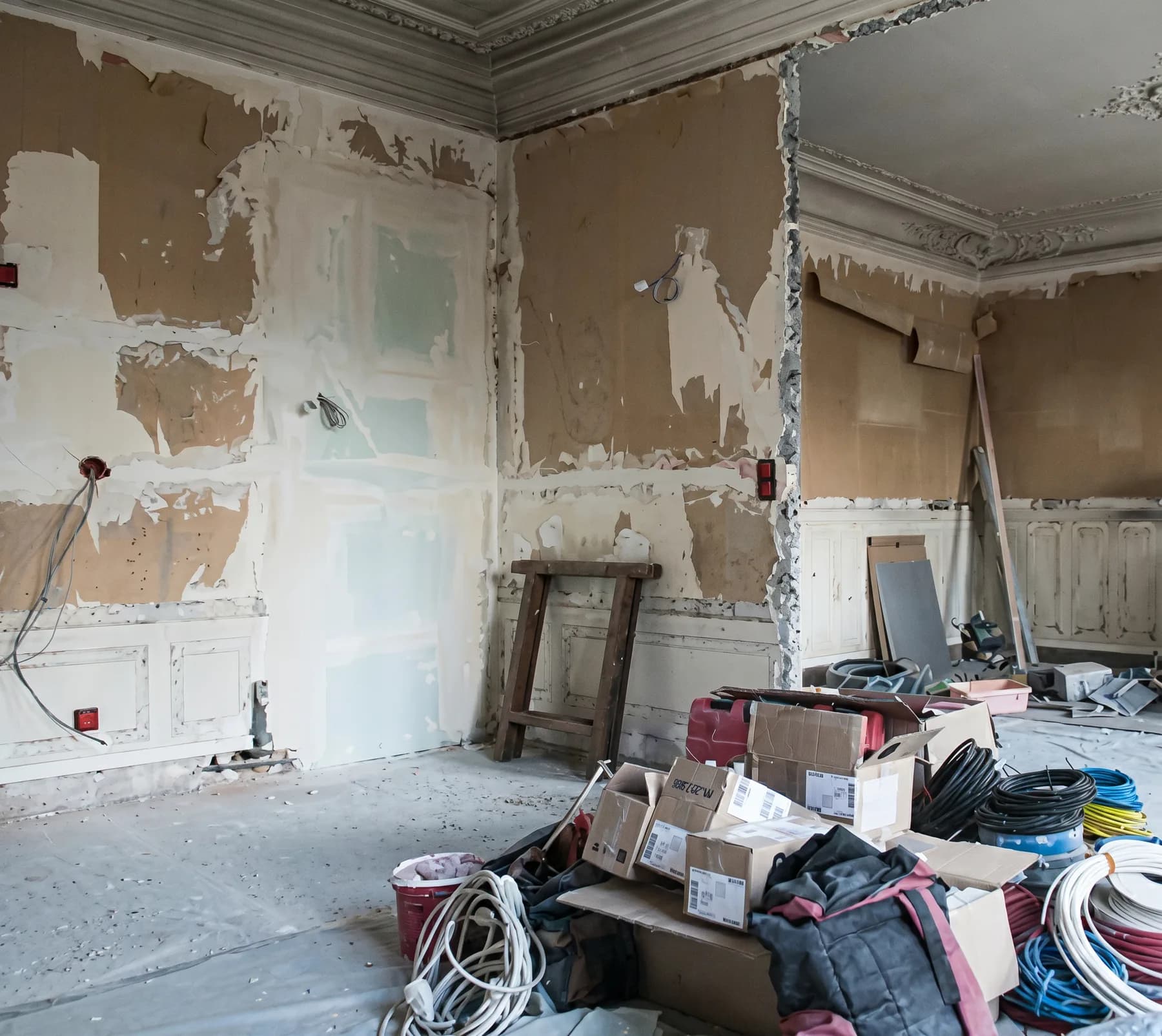 Réfection complète, parquet point de Hongrie — avant travaux